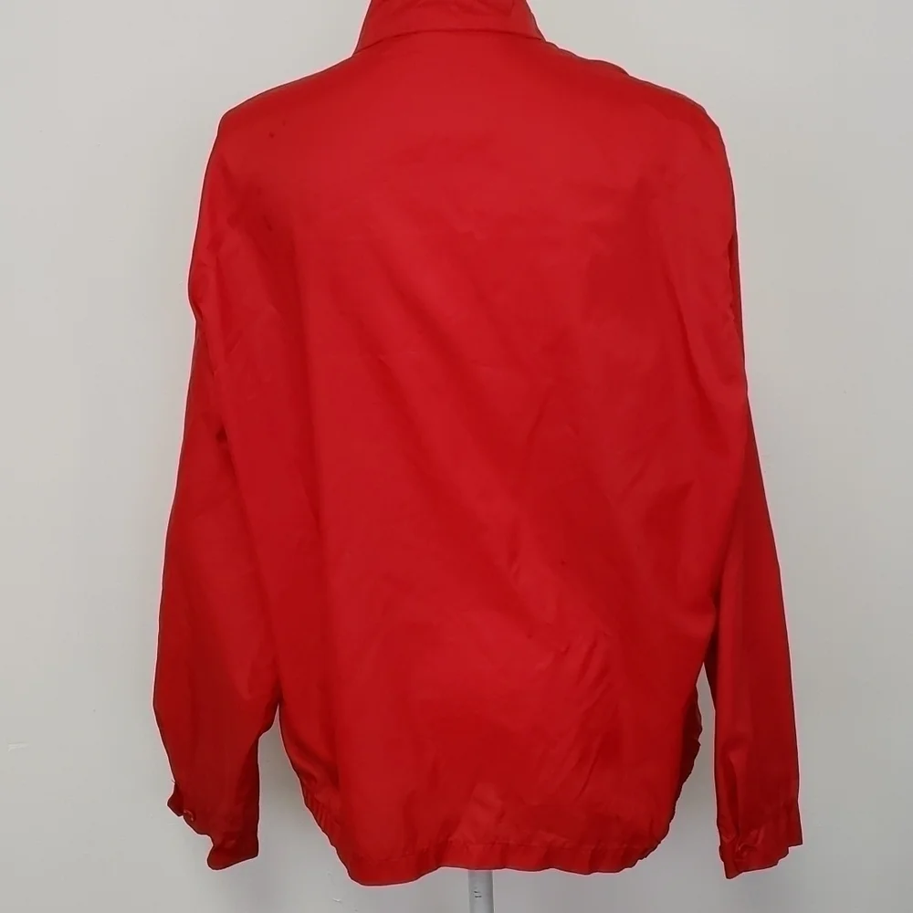 VINTAGE IH International Harvester Unlined Windbreaker Red White Black Stains L